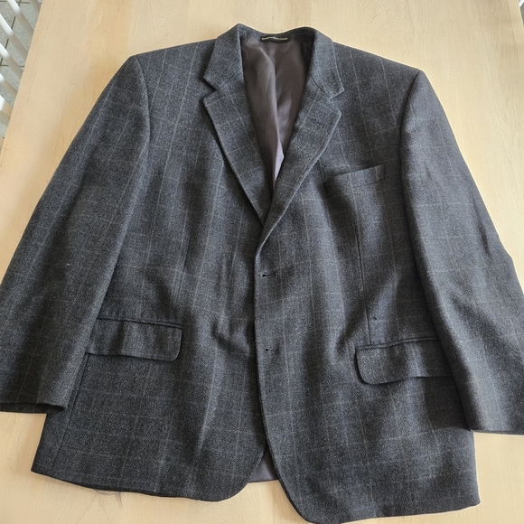 Oscar de la Renta Other - Oscar de la Renta Charcoal Windowpane Lambswool Blazer
